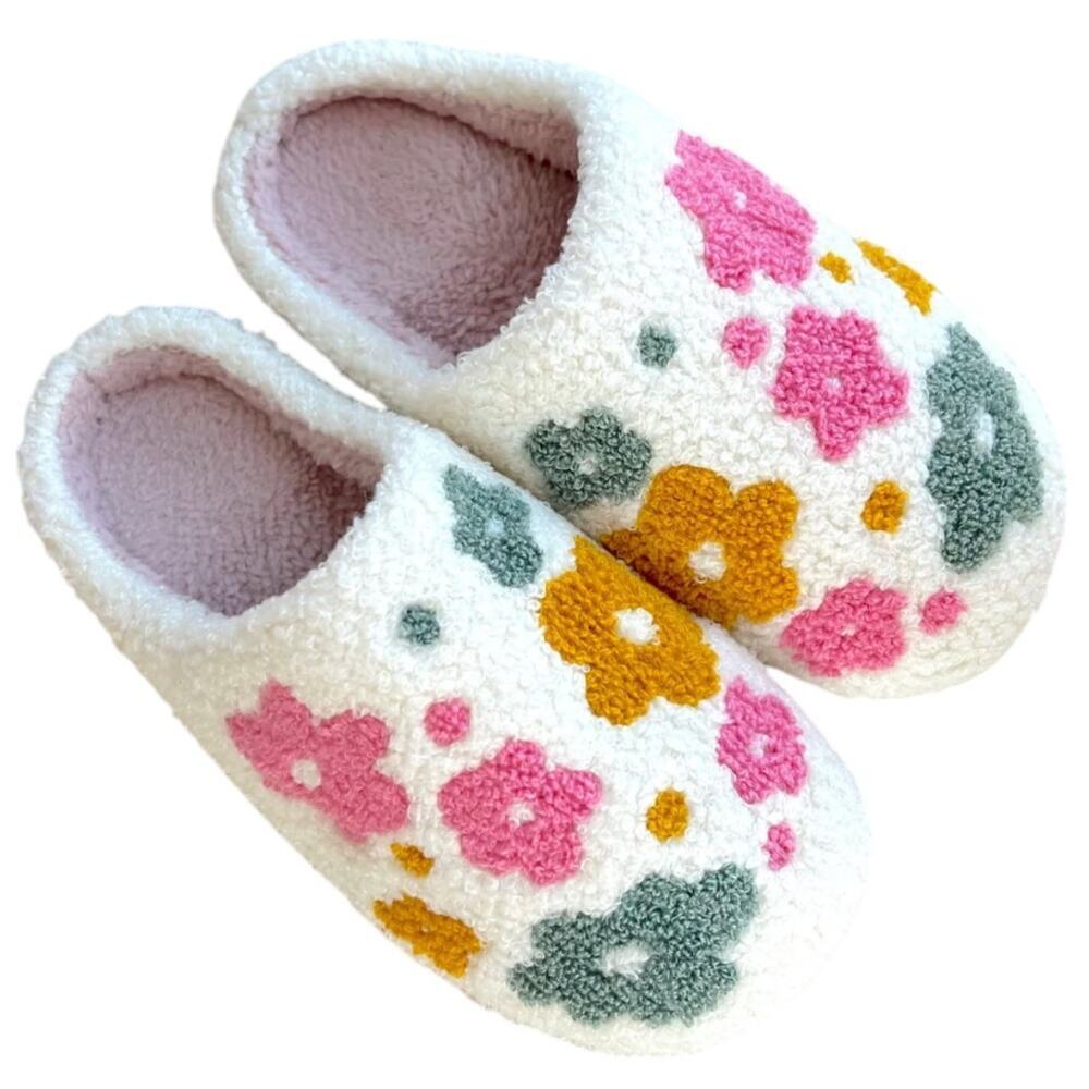 Nordic Peace Livia Flower Slippers in White/Multi, Size 5.5-6 (36-37)​​